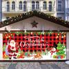 Christmas Garage Door Banner 16 ft x 7 ft, White with multicolored characters