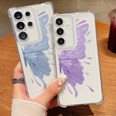 Fjärilsmönster Genomskinligt Anti-fall Skydd för Samsung S25 Ultra S24 FE S23 S22 A56 A36 A16 A55 A35 Transparent Stötdämpande Mjuk Silikon Smalt Fodral
