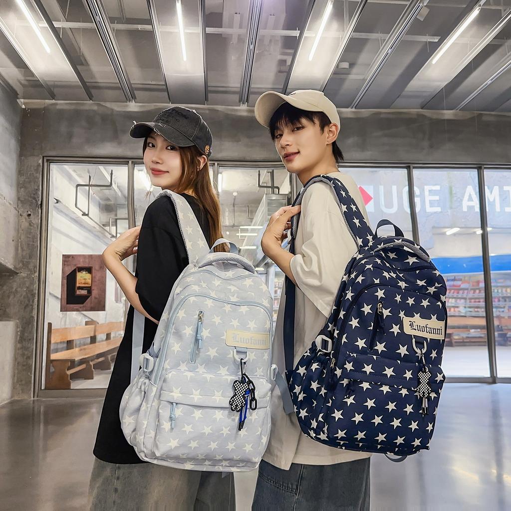 Schoolbag Trendy Casual Backpack Large Capacity Pentagram Lightweight Travel Backpack Multi-purpose Versatile Junior High School Student Schoolbag