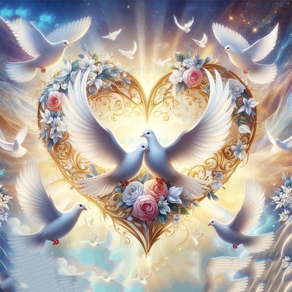 5ddiy Animal Diamond Painting 2024 Love Bird Landscape Painting Mosaic Flower And Bird Decoration New Product Room Decoration