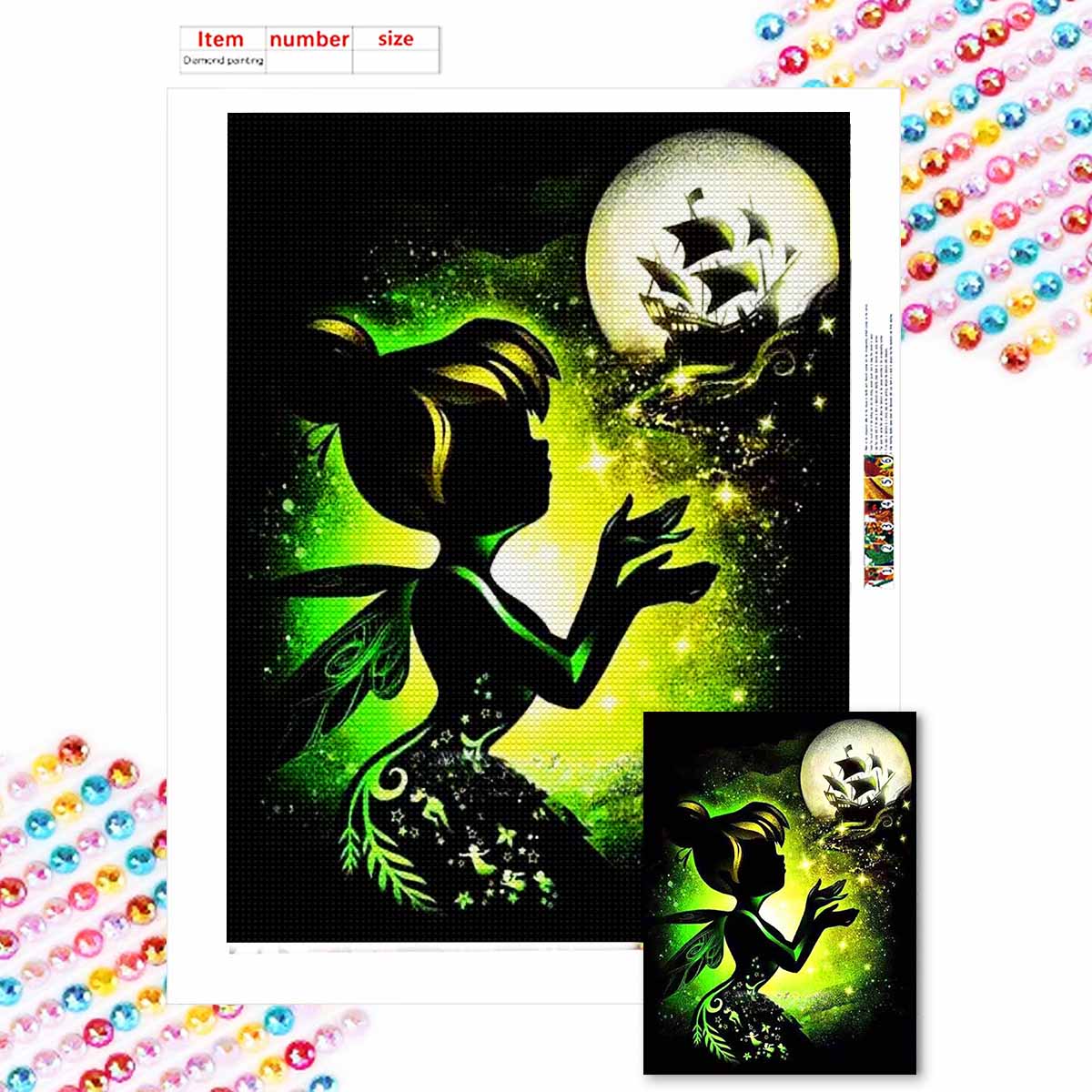 

Полная круглая алмазная живопись Дух ночи Искусство Стразы Картина Мозаика DIY 5D Вышивка крестом Домашнее украшение Round 20x30cm