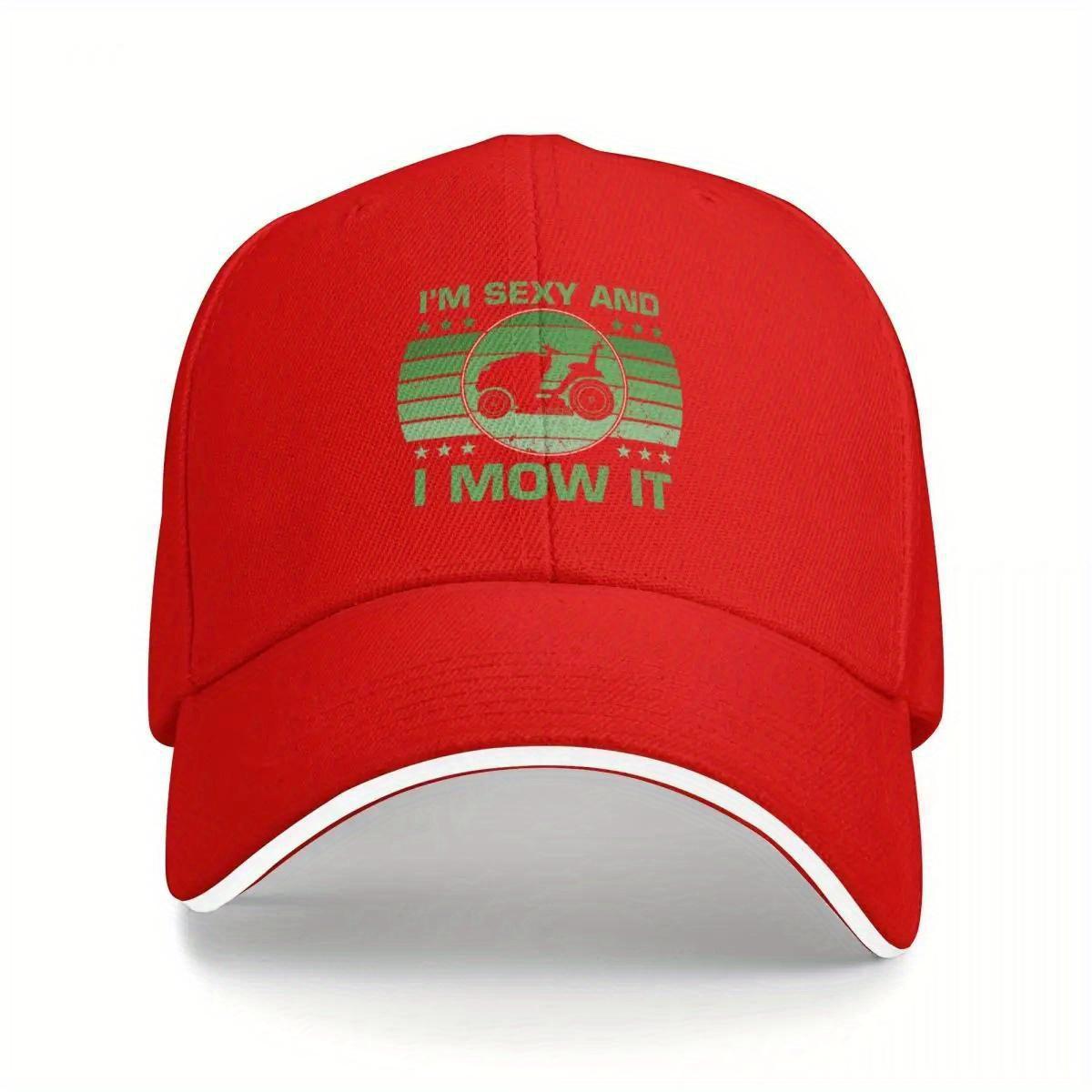 Im Sexy And I Mow It Lawn Mower Graphic Baseball Cap Polyester Adjustable Casual Hat Unisex Outdoor Gear One Size