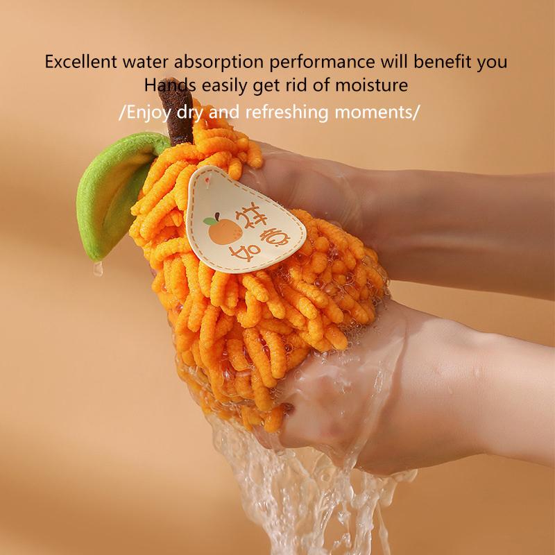 Cute Chenille Hand Towel Kitchen Bathroom Hand Ball With Hanging Loop Quick Drying Soft Absorbent Towel Home Tool