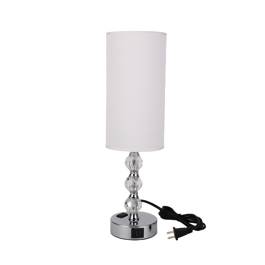 Bedroom Table Lamp Touch Dimmable Bedside Lamp with Fabric Lampshade USB A C Charging Port for Hotel Home