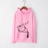 Women's Cat Print Fleece Hoodie - Spring/Autumn Collection