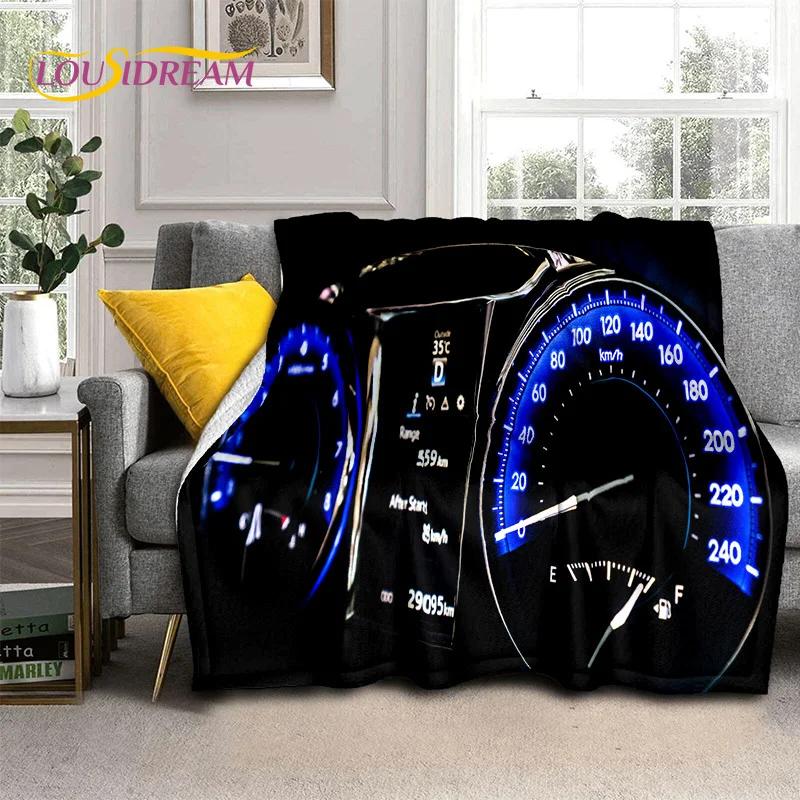 3D Car Dashboard Machine Control Screen Racing Soft Flannel Blanket for Beds Bedroom Sofa,Throw Blanket for Outdoor Leisure Nap