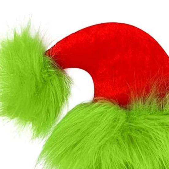Women Headband Christmas Hat Plush Decor Red Green Striped Hair