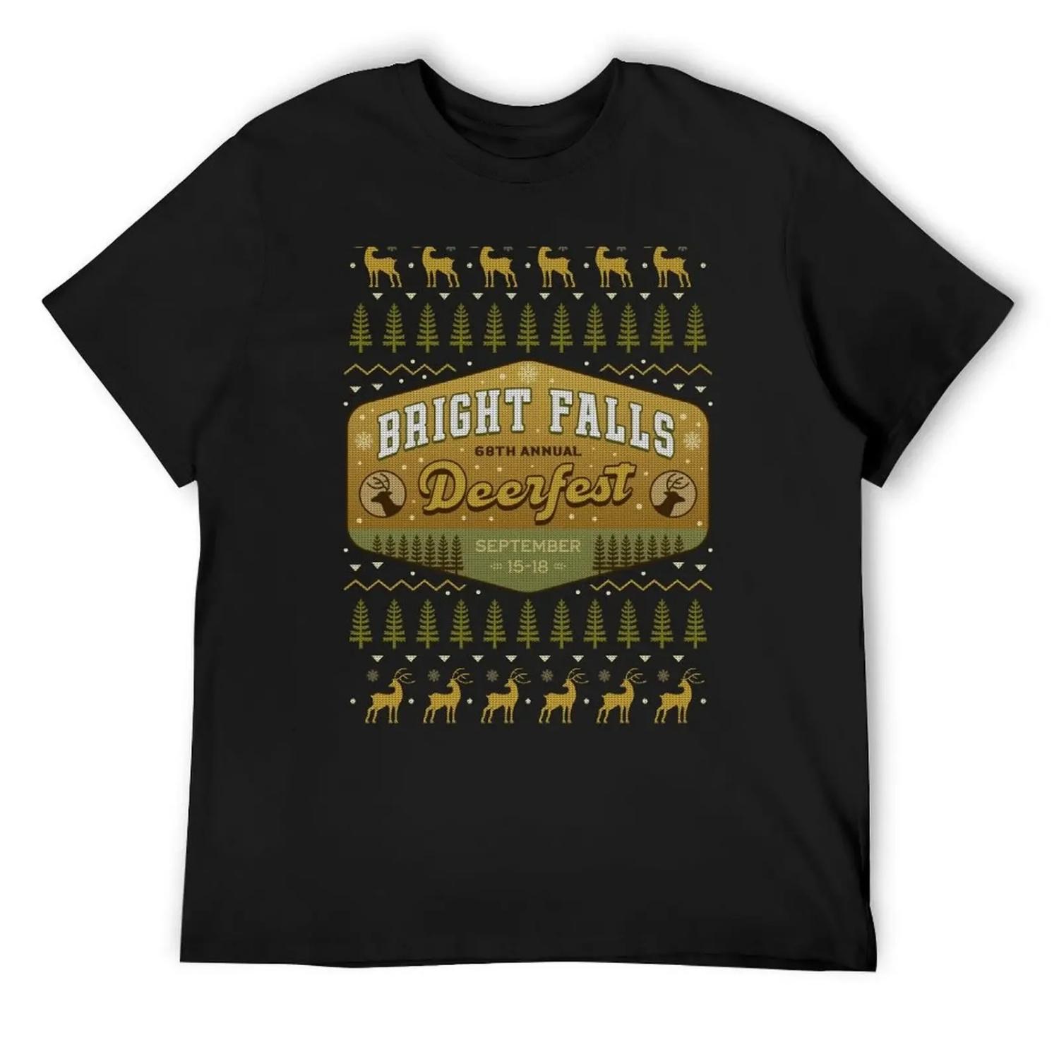 Deerfest Bright Falls Ugly Sweater T-Shirt plain T-shirts oversize Clothing mens t shirt XXXXXL чёрный
