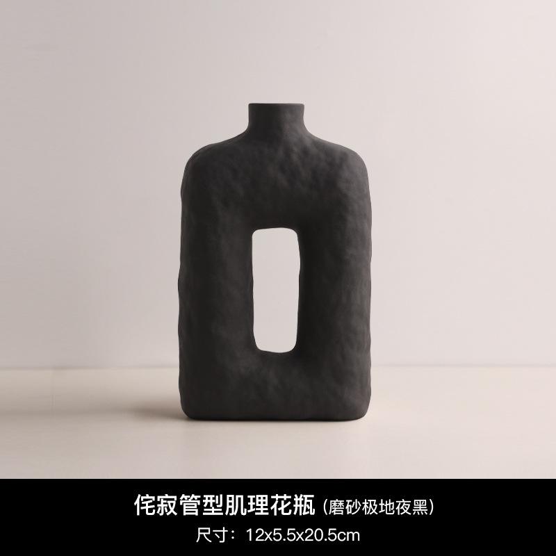 

Modern Black and White Openwork Ceramic Vase Vintage Dining Table Flower Arrangement Container Countertop Hydroponic Flower Vase