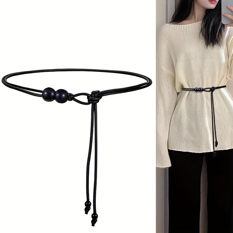 Vintage-Inspired Adjustable Waist Belt - Brown Beaded Design, and Flattering for Dresses, Perfect for Casual To Formal Occasions