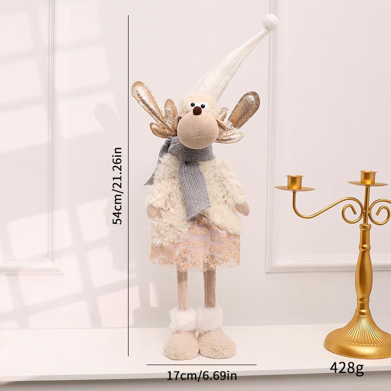 Juldekoration Figur med Stående Jultomte och Älg för Festlig Heminredning