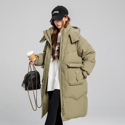 Herbst- und Wintermantel für Damen, einfarbig, Stehkragen, Kapuze, locker, verdickt, winddicht, mittellange Damenjacke