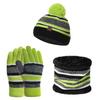 Kids Winter Woolen Yarn Knitted Pompom Hat Beanie Neck Scarf Gloves Warm Set
