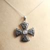 Moonstone Pendant, Maltese Cross Pendant, Silver Charm Jewelry, 925 Sterling Silver, Handmade Jewelry