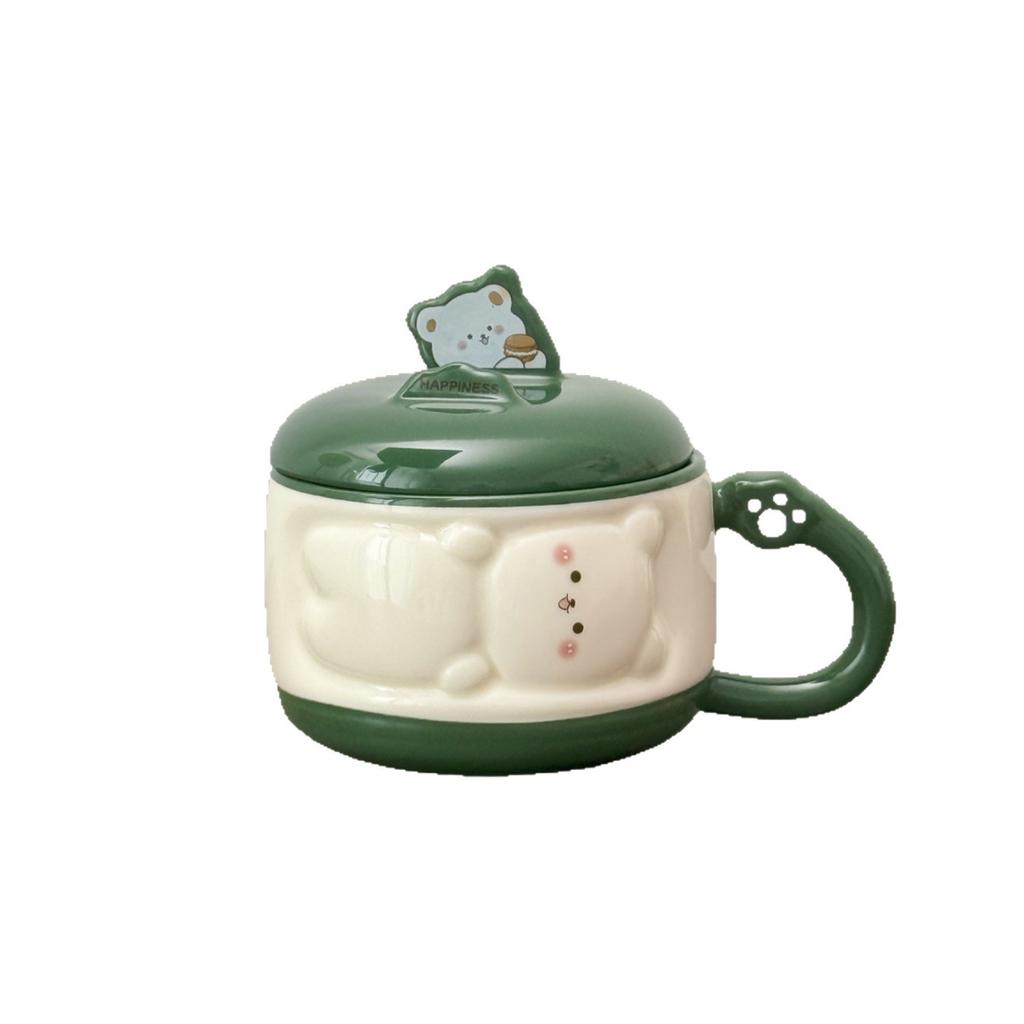 Cute Girl Cartoon Chubby Ceramic Mug with Lid Mobile Phone Stand Cup Birthday Gift Souvenir