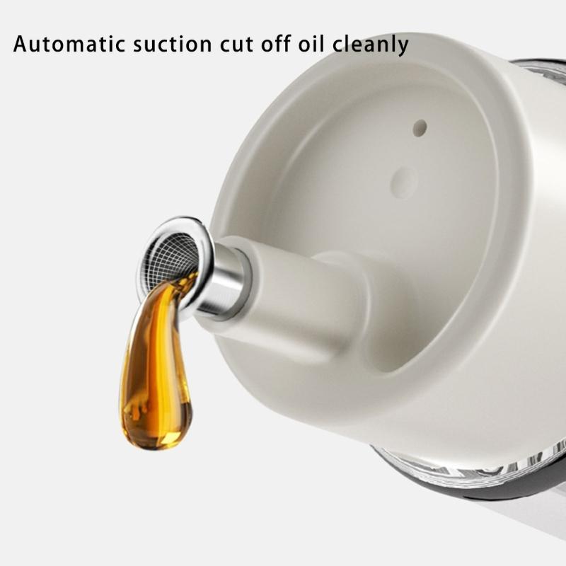 Efficient Oil Dispenser with Controlled Pour Spout Portable Glass and Steel Oil Bottle Dispenser for Kitchen