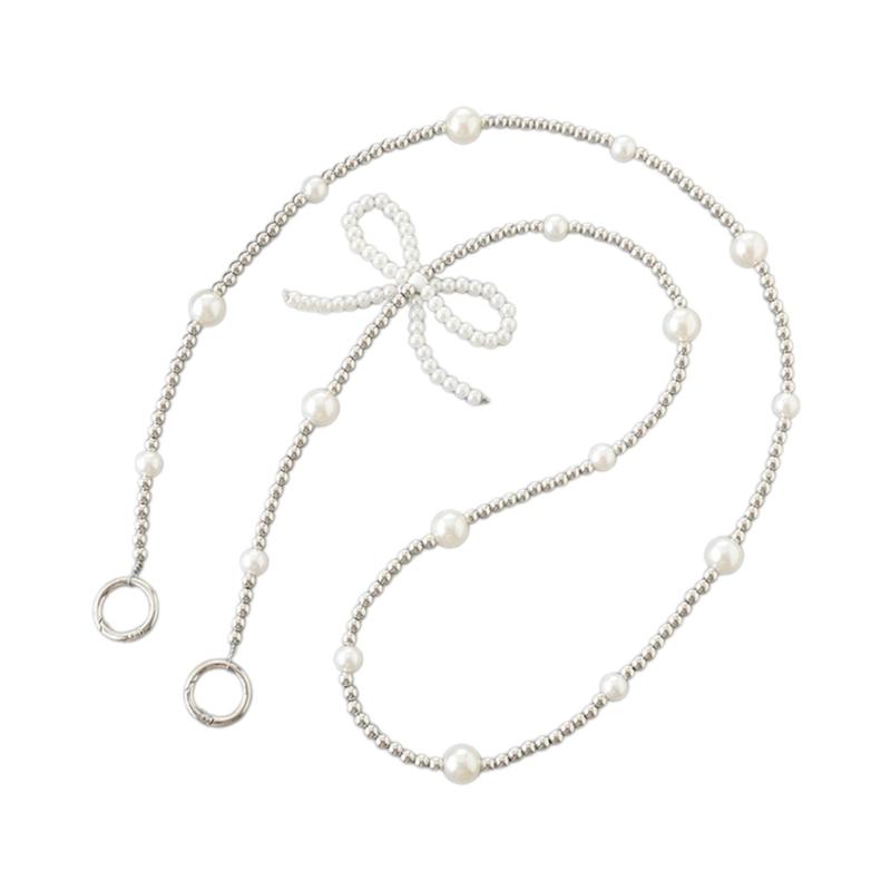 

Versatile Chain Hang Decoration Playful Beaded Phone Tassels with Bowknot Elegant Phone Crossbody Chain Ornament