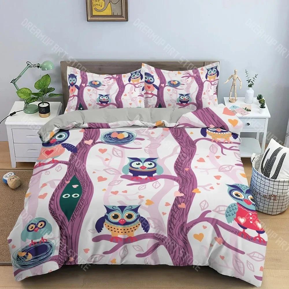 

3D Print Owl Bedding Set Boys Girls Twin Queen Size Duvet Cover Pillowcase Bed Kids Adult Fashion Home Textileextile EU Single 90x200cm