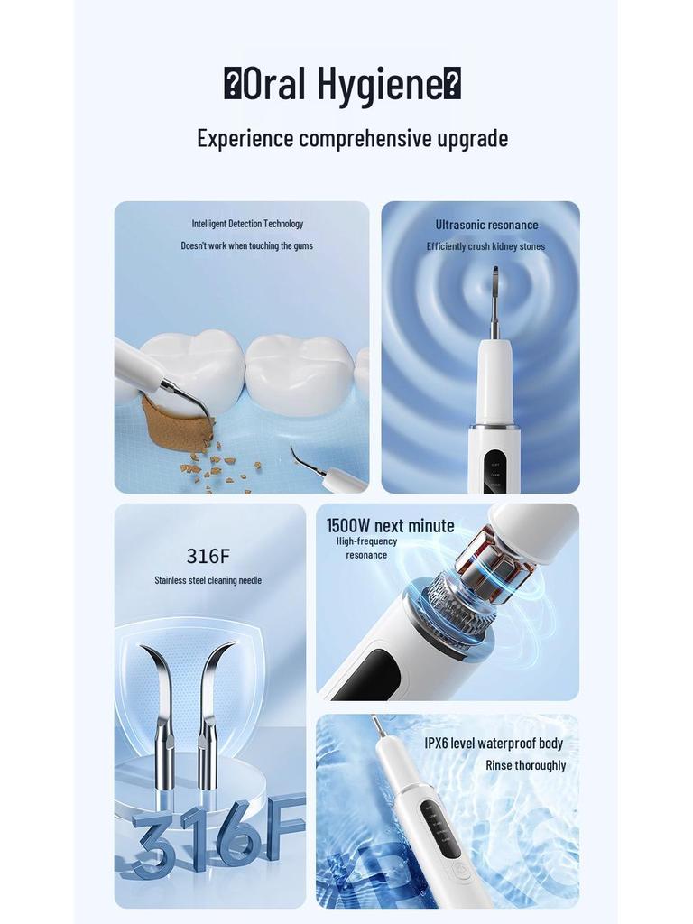 Portable Ultrasonic Electric Tooth Cleaner for Tartar and Plaque Removal, Teeth Whitening, & Dental Scaling