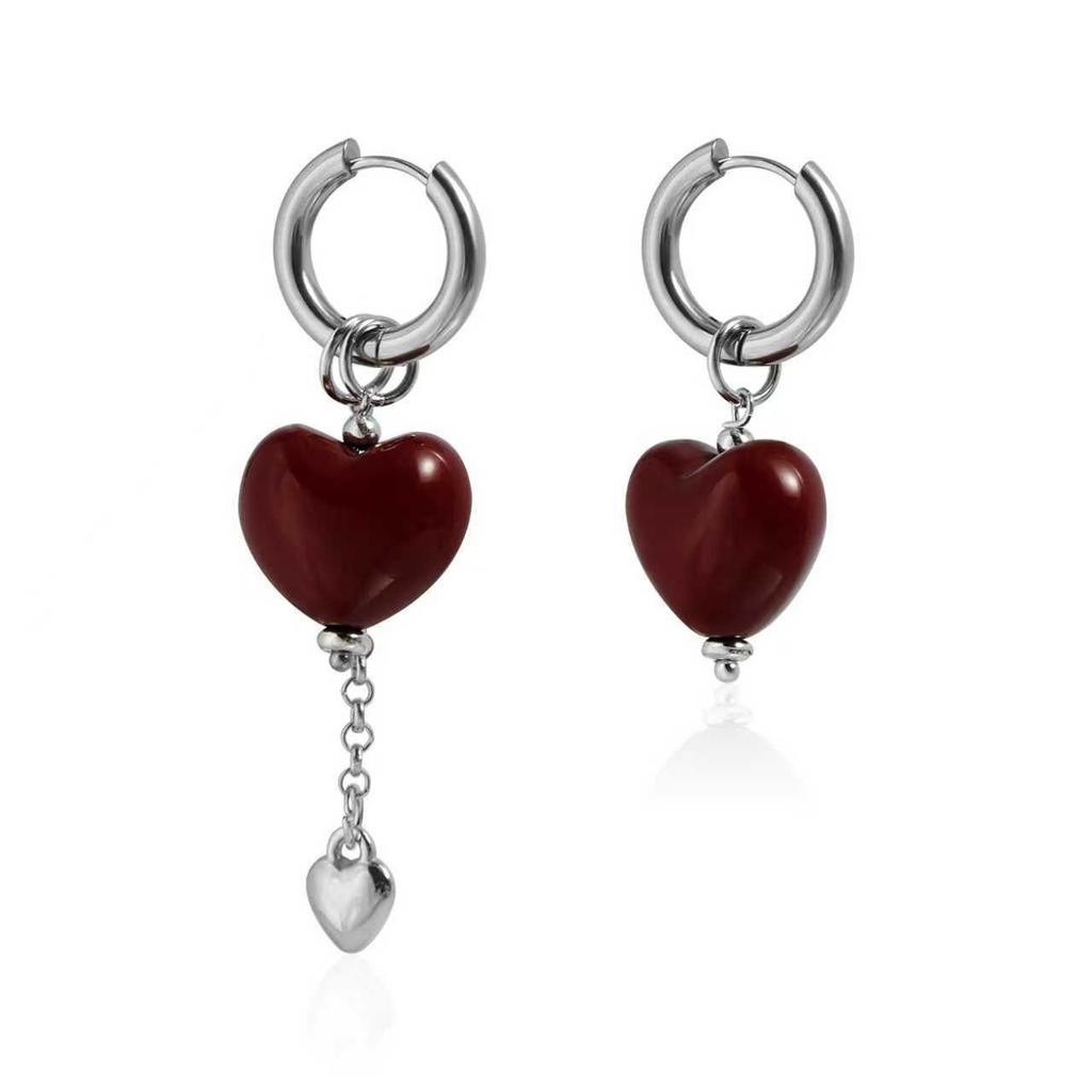 1 Pair Earrings Sweet Cool Fashion Asymmetrical Festival Gifts Flower Daily Wear For Women Personality Ear Buckles Heart-shaped Jewelry