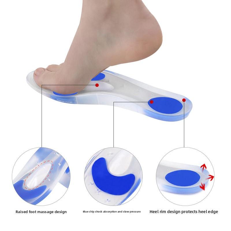 Átlátszó Szilikon Talpbetét Puha Ütéselnyelés Teljes Betét Talpi Fájdalom Elleni Lábboltozat Támogatás Sport Masszázs