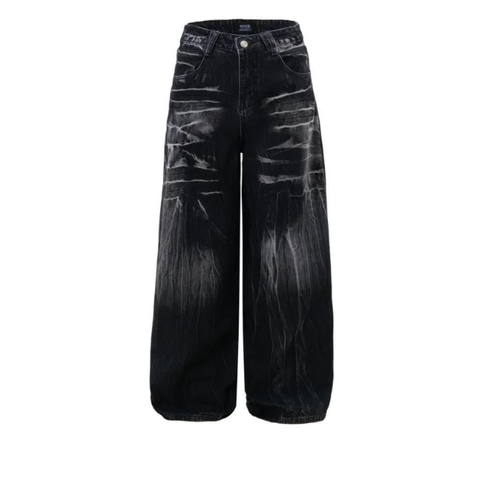 GLYDE Amerikanisch Gewaschen Alt Blitzmuster Vibe Jeans Herren Locker Weites Bein Hosen Jeans Neue Mode