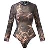 Vintage Long Sleeve UV Protection One Piece Swimsuit For Women Retro Swimwear Comfortable Stylish Bathing Suit For Beach Pool Activities