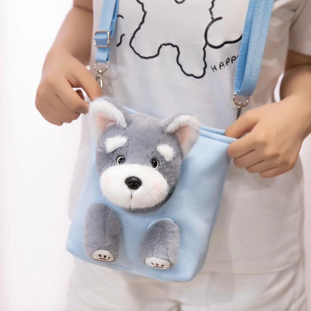 Collection Plushie Doll Fur Bag PP Cotton Stuffed Running Dog Knapsack  Kids Playing Supplies