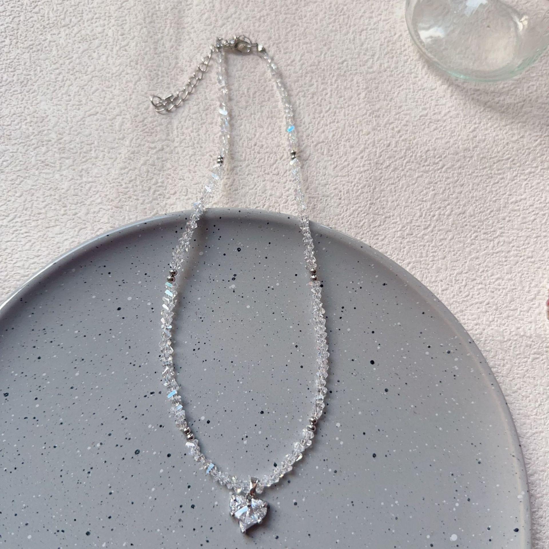 

Винтажная подвеска в форме сердца с цирконом и кристаллами, геометрическое барокко, прозрачная хрустальная цепочка-колье для женщин, чокер, праздничная бижутерия N478 as the picture-