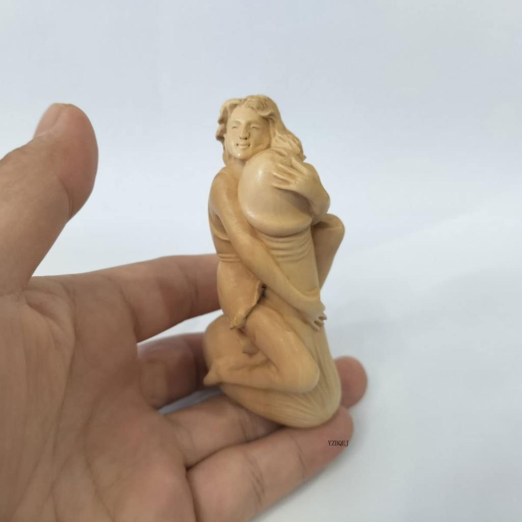 beautiful wood boxwood wood feng room living Asian miscellaneous gift Woman, girl, carving, sculpture, carving, ornament, interior, shui, decoration,