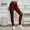 Dehnbare Freizeithosen Warme Winter Karomuster Elastizität Leggings Damen Hohe Verdickte Samtfutter Unterteile