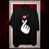 Korean Finger Heart Version shirt Women Unisex Casual cotton printed t shirts Adult fashion ropa hombre Breathable Shortsleev
