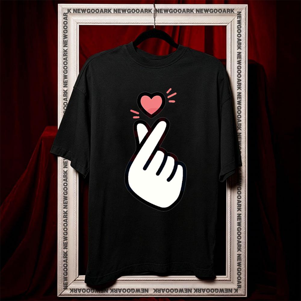 

Korean Finger Heart Version shirt Women Unisex Casual cotton printed t shirts Adult fashion ropa hombre Breathable Shortsleev 3XL