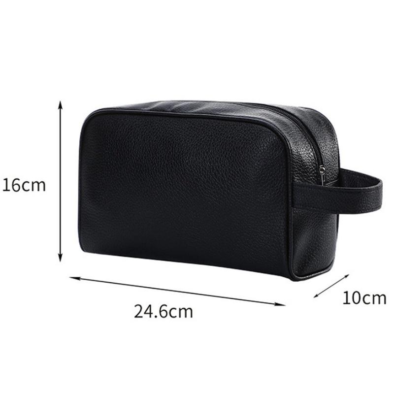 Casual Canvas Cosmetic Bag With Leather Handle Travel Men Wash Shaving Women Toiletry Storage Waterproof Organizer Bag