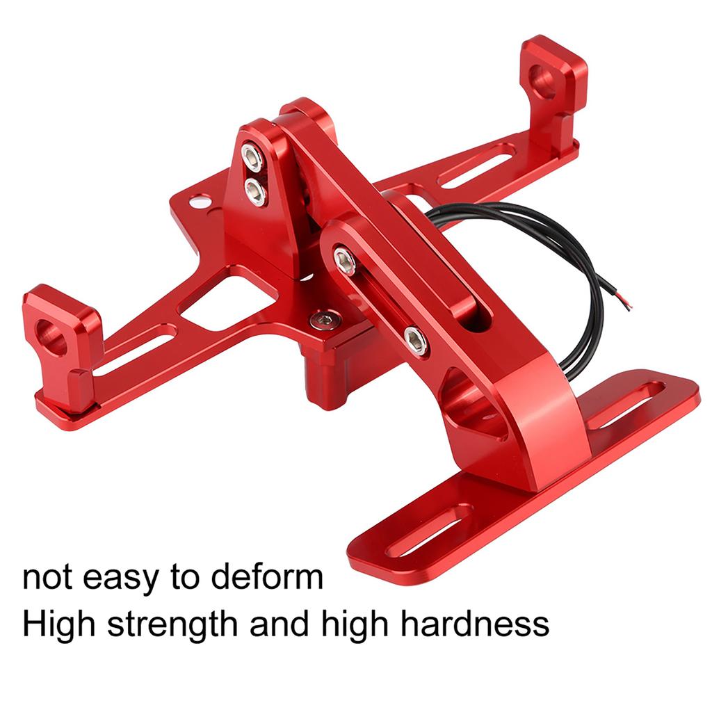 Motorcycle License Plate Bracket , Aluminum Red Rr License Plate Mount Holder with LED Light