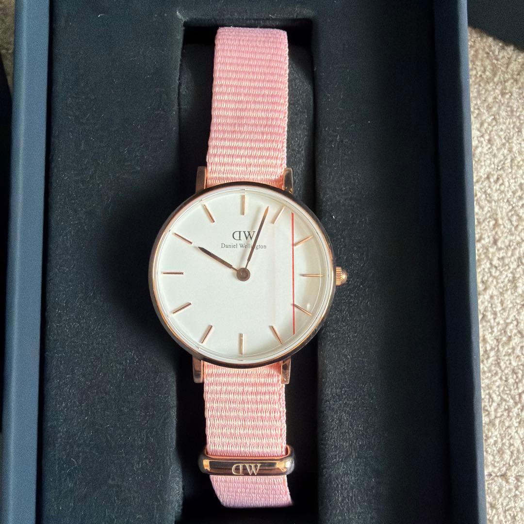 Used Daniel Wellington watch pink nylon strap