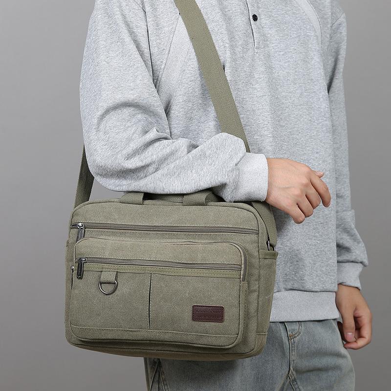 Men's Luxury Canvas Messenger Bag - High Quality Crossbody Shoulder Tote (Vintage Style Travel & Casual Handbag)