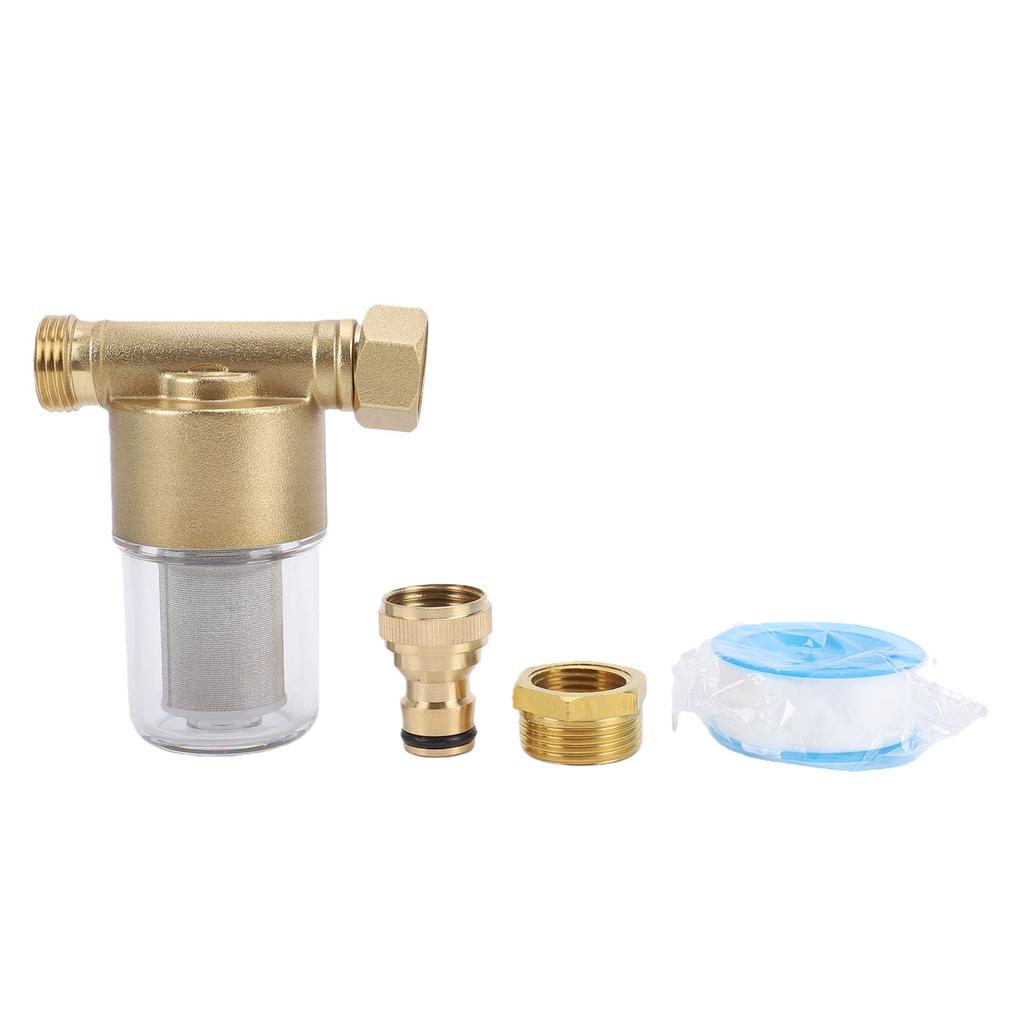 40 Micron Reusable Sediment Filter PP Brass Inline Water Filter for Washing Machine Shower Garden Hoses
