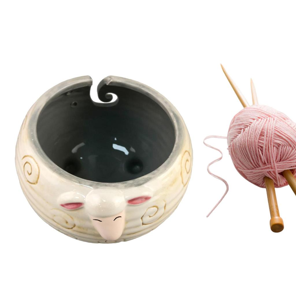 Crochet Storage Bowl Large Organizer with Holes to Let Yarn through Decorative Accessories String Storage Sheep Shape Yarn Bowl
