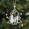 Cross Border Hot Selling Gray Wooden Hollow Christmas Pendant Wooden Wooden Creative Christmas Tree Hanging Decoration