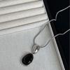 Black Color Water Drop Pendant Necklace Adjustable Sweater Chain  for Women