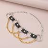 Women Hip Hop Punk Style Exaggerated Necklace Metal Texture PU Heart Jewelry Trendy Cool Personality Clavicle Necklace Jewelry