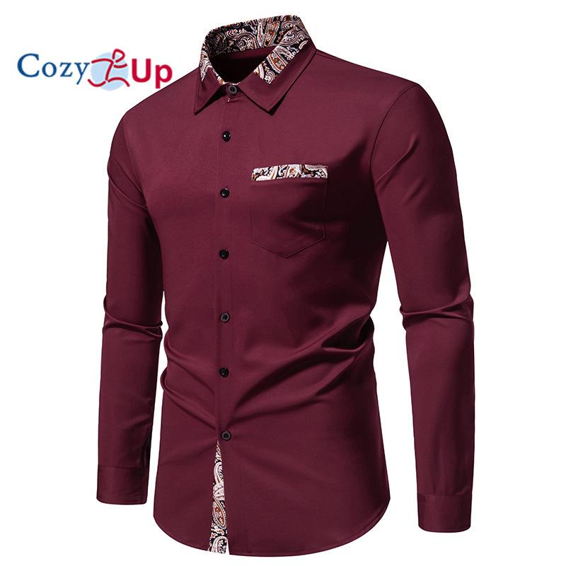 Cozy Up Men's Casual Long Sleeve Stretch Dress Shirt Wrinkle-Free Regular Fit Button Down Shirts