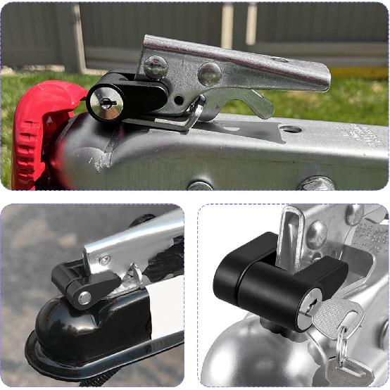 Sun Walker Trailer Tongue Coupler Lock, Dia 1/4 Inch 3/4 Inch Span Anti-Theft Trailer Tongue Lock with Keys, Heavy-Duty Hitch Coupler Locks for Tow