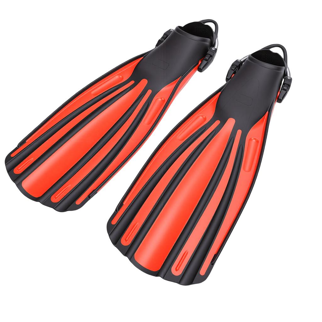 1 Pair Diving Fins TPR Adjustable Long Professional Diving Flippers for Scuba Diving Swimming Surfing Red S
