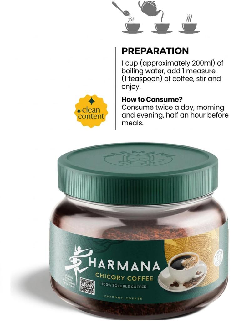 HARMANA Chicory Detox Coffee – Herbal Instant Coffee Mix 150g (60 Servings), Slimming & Digestive Blend