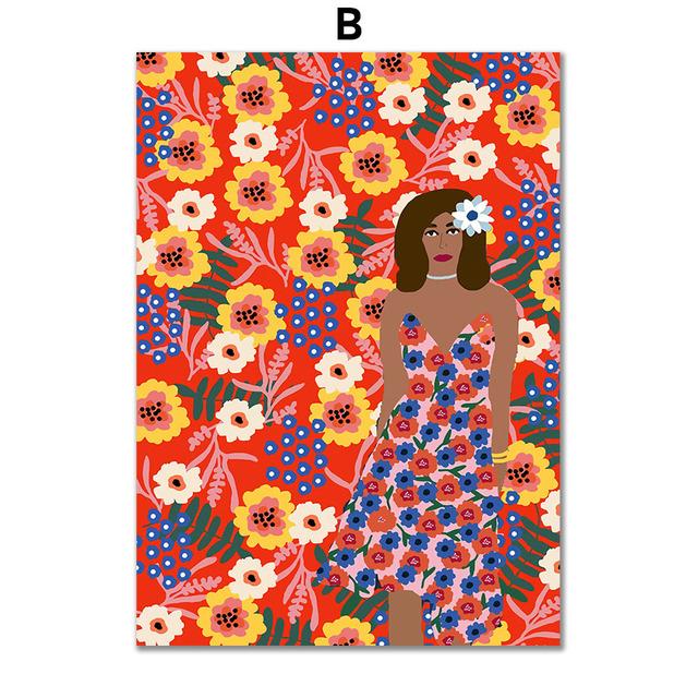 Colorful Abstract Girl Butterfly Flower Wall Art Canvas Painting Nordic Posters And Prints Wall Pictures For Living Room Decor No Frame