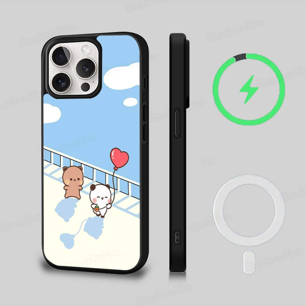 Cute Bubu Dudu Cartoon Black For Magsafe Magnetic Phone Case For IPhone 16 15 17 Pro Max 11 12 13 14 Plus Cover