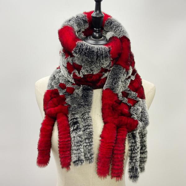 Natural Rabbit Fur Scarf Women Winter Warm Shawls Fashon Plaid Knitted Real Fur Scarves Bufanda Luxury Designer Scarf