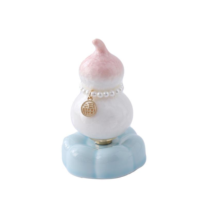 Jingdezhen Crystal Gourd Ceramic Tea Pet Ornament for Office or Car Decor